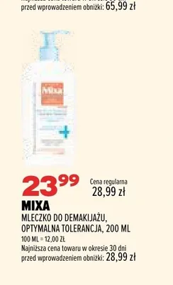 Mleczko do demakijażu Mixa Optymalna Tolerancja promocja w Drogerie Natura
