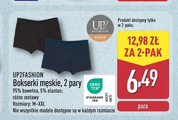 Bokserki męskie UP2FASHION 2-pak promocja w Aldi