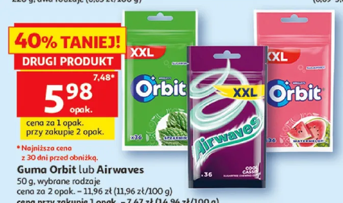 Guma do żucia Orbit XXL Watermelon promocja w Auchan