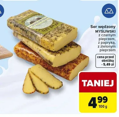 Ser wędzony Myśliwski z papryką promocja w Carrefour