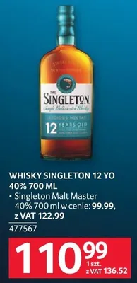Whisky Singleton 12 YO 40% 700 ml - Single Malt Master promocja w Selgros