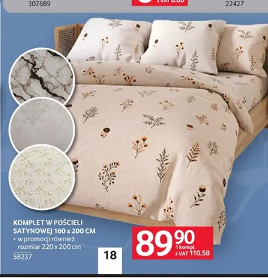 Komplet pościeli satynowej 160x200 cm promocja w Selgros