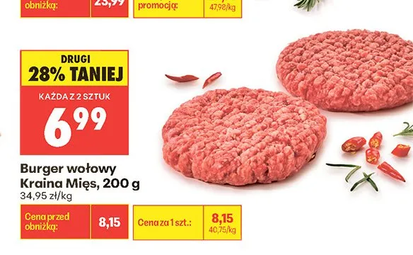 Burger wołowy Kraina Mięs promocja w Biedronka