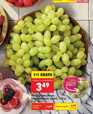 Winogrono jasne bezpestkowe snack Moyca promocja w Biedronka