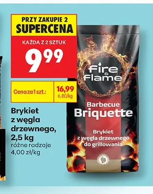 Brykiet z węgla drzewnego Fire & Flame promocja w Biedronka