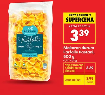 Makaron durum farfalle promocja w Biedronka