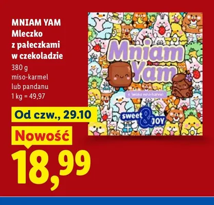 Mleczko z pałeczkami w czekoladzie pandanu Mniam Yam promocja w Lidl