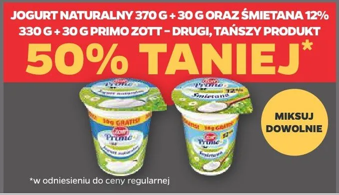 Jogurt naturalny Primo Zott 370g+30g promocja w Netto