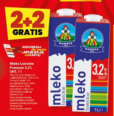 Mleko Łowickie Premium 3,2% UHT promocja w Twój Market