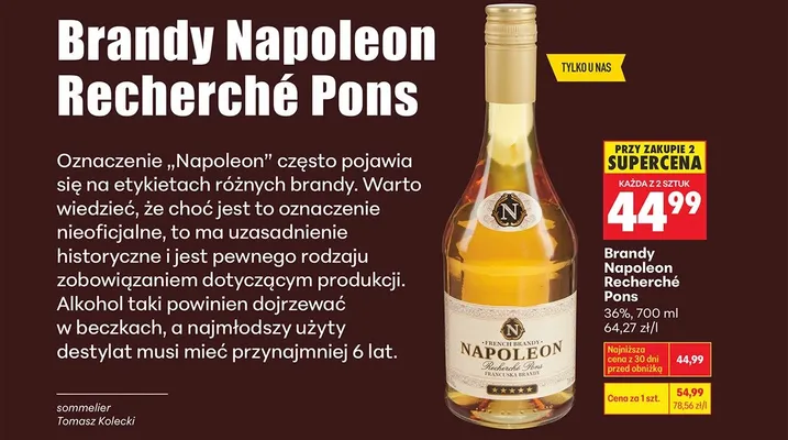 Brandy Napoleon Recherché Pons promocja w Biedronka
