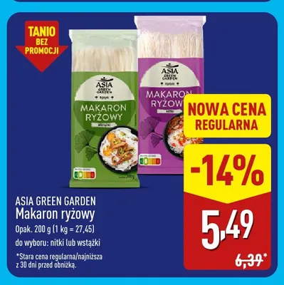 Makaron ryżowy nitki Asia Green Garden promocja w Aldi