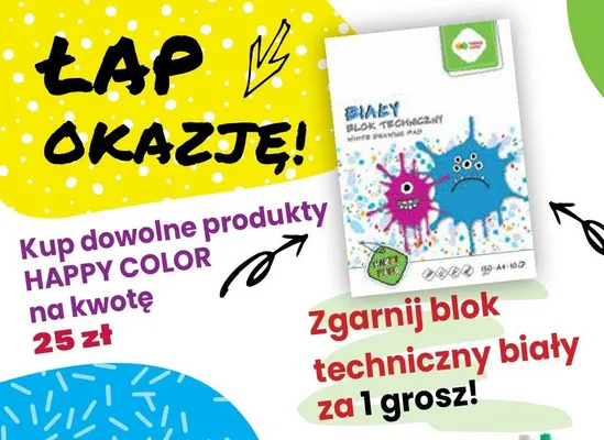 Blok techniczny biały Happy Color promocja w Leclerc