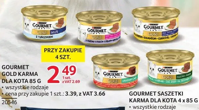 Saszetki Gourmet karma dla kota 4 x 85 g promocja w Selgros