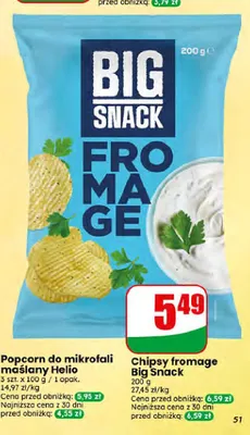 Chipsy fromage Big Snack promocja w Dino
