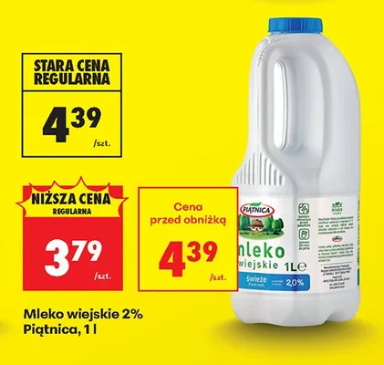 Mleko wiejskie 2% Piątnica promocja w Biedronka