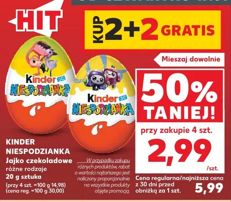 Jajko czekoladowe Kinder Niespodzianka promocja w Kaufland