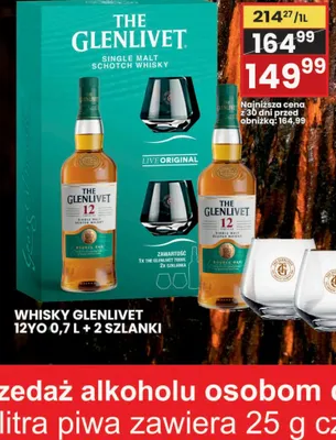 Whisky Glenlivet 12yo + 2 szklanki promocja w Wafelek