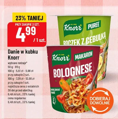 Danie w kubku Knorr Puree Boczek z cebulką promocja w POLOmarket
