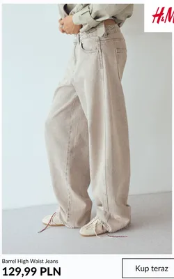 Jeansy Barrel High Waist H & M promocja w H&M
