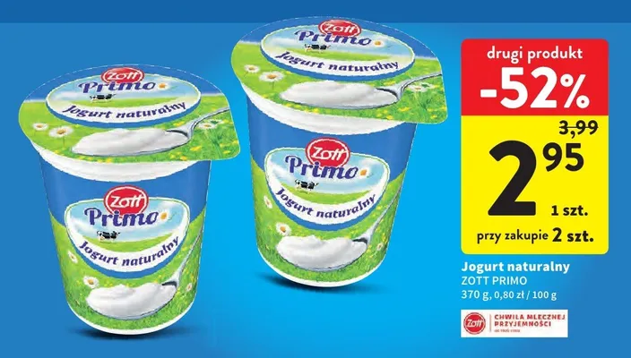 Jogurt naturalny Pilos protein promocja w Intermarche