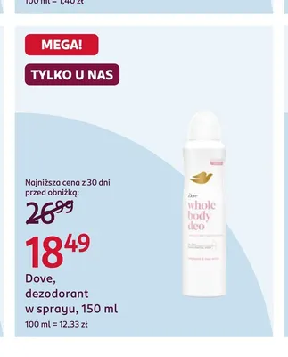 Dezodorant w sprayu Dove promocja w Rossmann