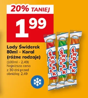 Lody Świderek Koral 80ml promocja w Hitpol