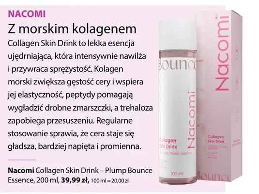 Esencja ujędrniająca Nacomi Collagen Skin Drink Plump Bounce Essence promocja w Hebe