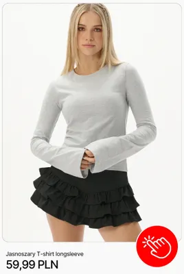 Jasnoszary T-shirt longsleeve Cropp promocja w Cropp