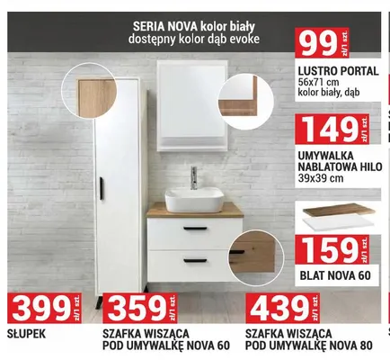 Szafka wisząca pod umywalkę Nova 80 promocja w Merkury Market