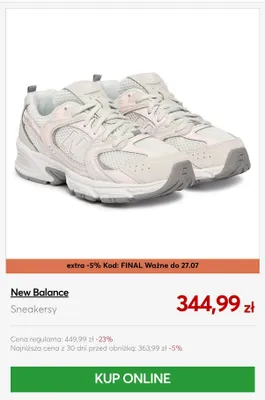 Sneakersy New Balance promocja w eobuwie.pl