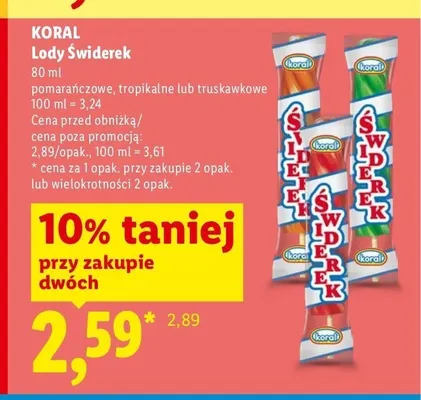 Lody Świderek Koral tropikalne promocja w Lidl