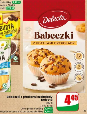 Babeczki z płatkami czekolady Delecta promocja w Dino