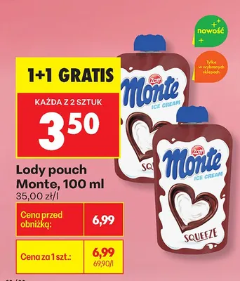 Lody pouch Monte Squeeze promocja w Biedronka