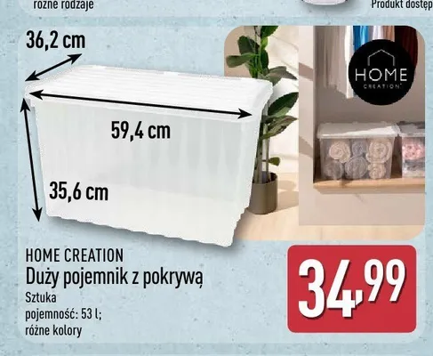Duży pojemnik z pokrywą Home Creation 53 l promocja w Aldi