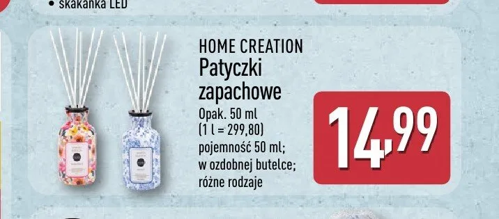 Patyczki zapachowe HOME CREATION promocja w Aldi