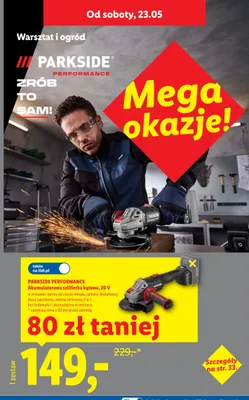 Akumulatorowa szlifierka kątowa PARKSIDE PERFORMANCE 20V promocja w Lidl