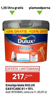 Emulsja biała DULUX EASYCARE 9l + 15% promocja w Leroy Merlin