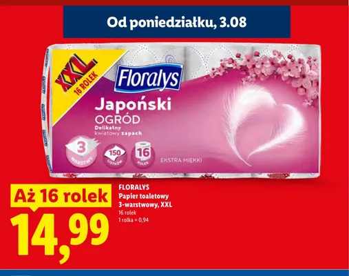 Papier toaletowy Floralys 3-warstwowy XXL promocja w Lidl
