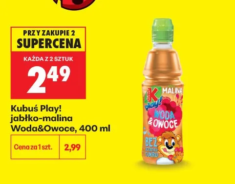 Napój Kubuś Play! jabłko-malina Woda&Owoce promocja w Biedronka