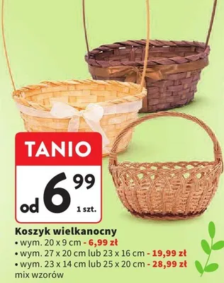 Koszyk wielkanocny wym. 20 x 9 cm wym. 27 x 20 cm lub 23 x 16 cm wym. 23 x 14 cm lub 25 x 20 cm promocja w Intermarche