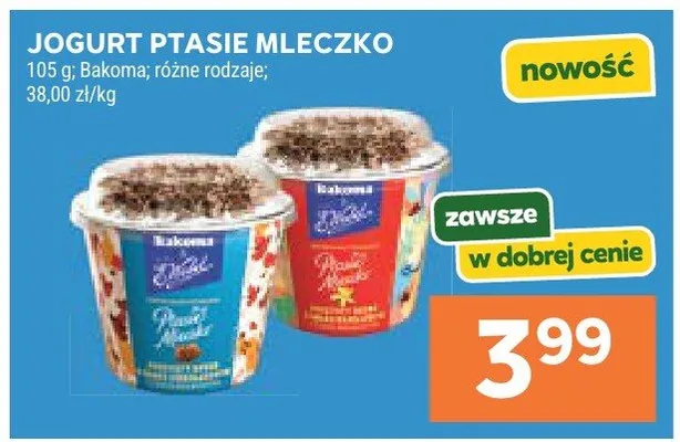 Jogurt Ptasie Mleczko Bakoma promocja w Stokrotka