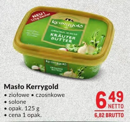 Masło Kerrygold ziołowe czosnkowe solone promocja w Makro