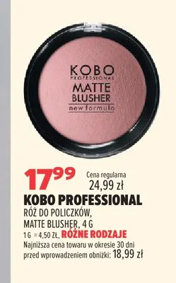 Róż do policzków Kobo Professional Matte Blusher promocja w Drogerie Natura