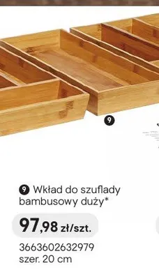 Wkład do szuflady bambusowy duży szer. 20cm promocja w Castorama