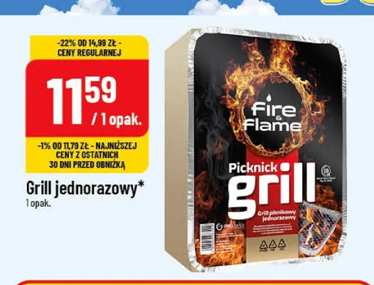 Grill jednorazowy Fire & Flame Picknick promocja w POLOmarket