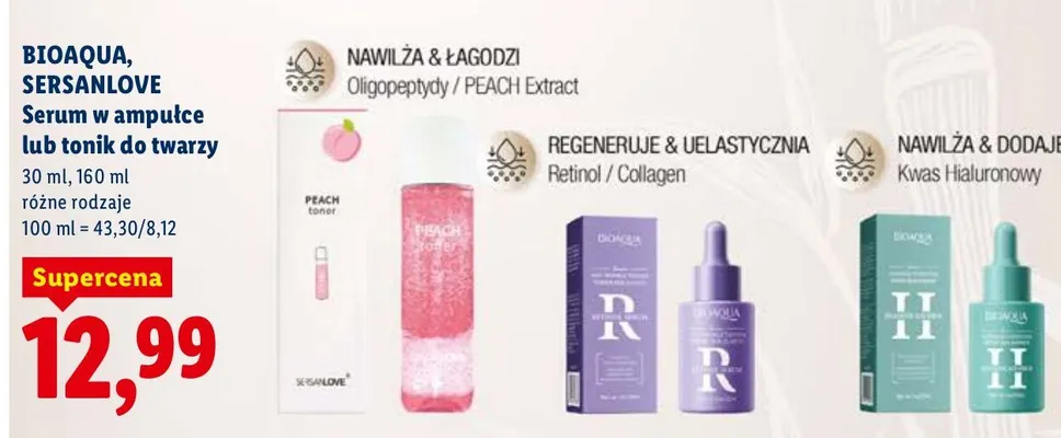 Serum w ampułce lub tonik do twarzy promocja w Lidl