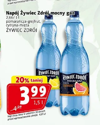 Napój Żywiec Zdrój mocny gaz pomarańcza-grejpfrut promocja w Prim Market