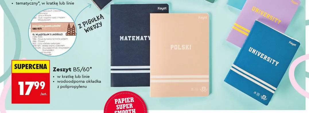 Zeszyt B5/60 Kayet promocja w Biedronka