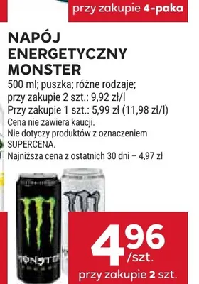 Napój energetyczny Monster promocja w Stokrotka