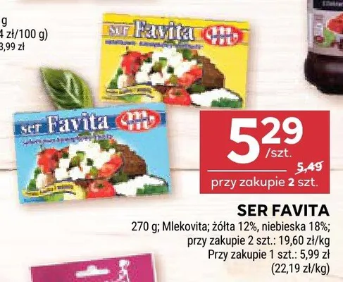 Ser Favita niebieska 18% Mlekovita promocja w Stokrotka